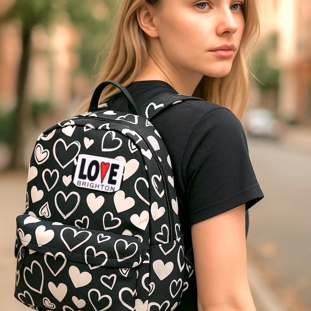 NEW BRIGHTON Endless Love Black white Hearts Women’s Backpack